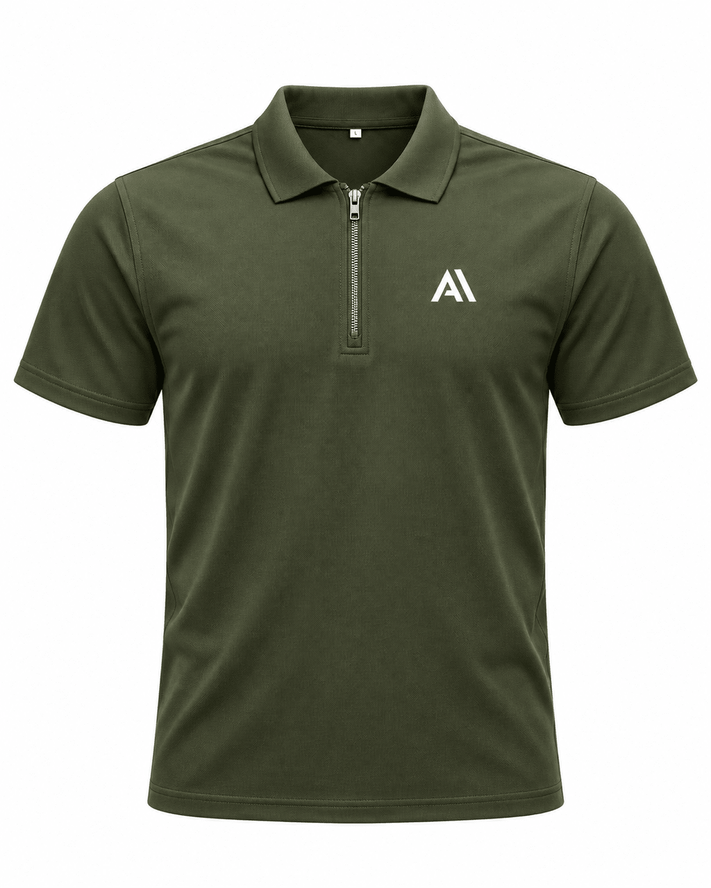 Airavon Olive green men's performance polo shirt, front view