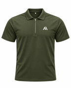 Airavon Olive green men's performance polo shirt, front view
