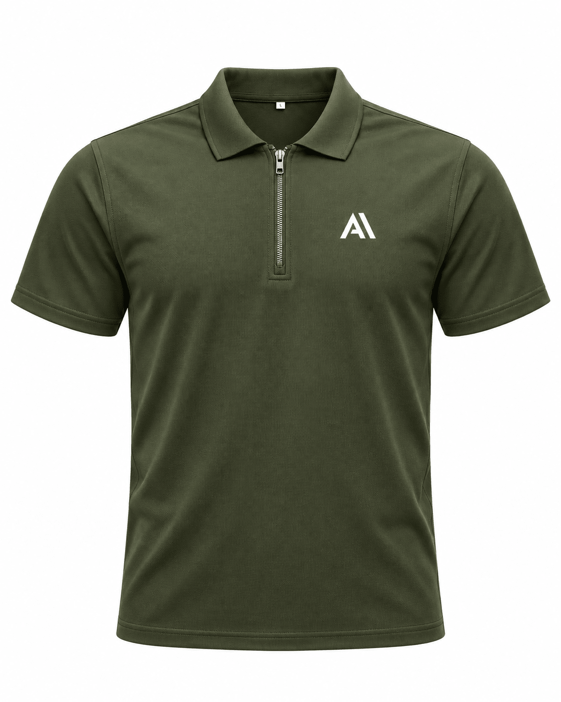Airavon Olive green men's performance polo shirt, front view
