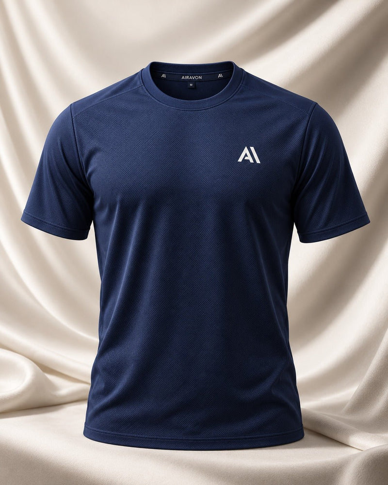 Airavon Navy men's sports T-shirt, front product view