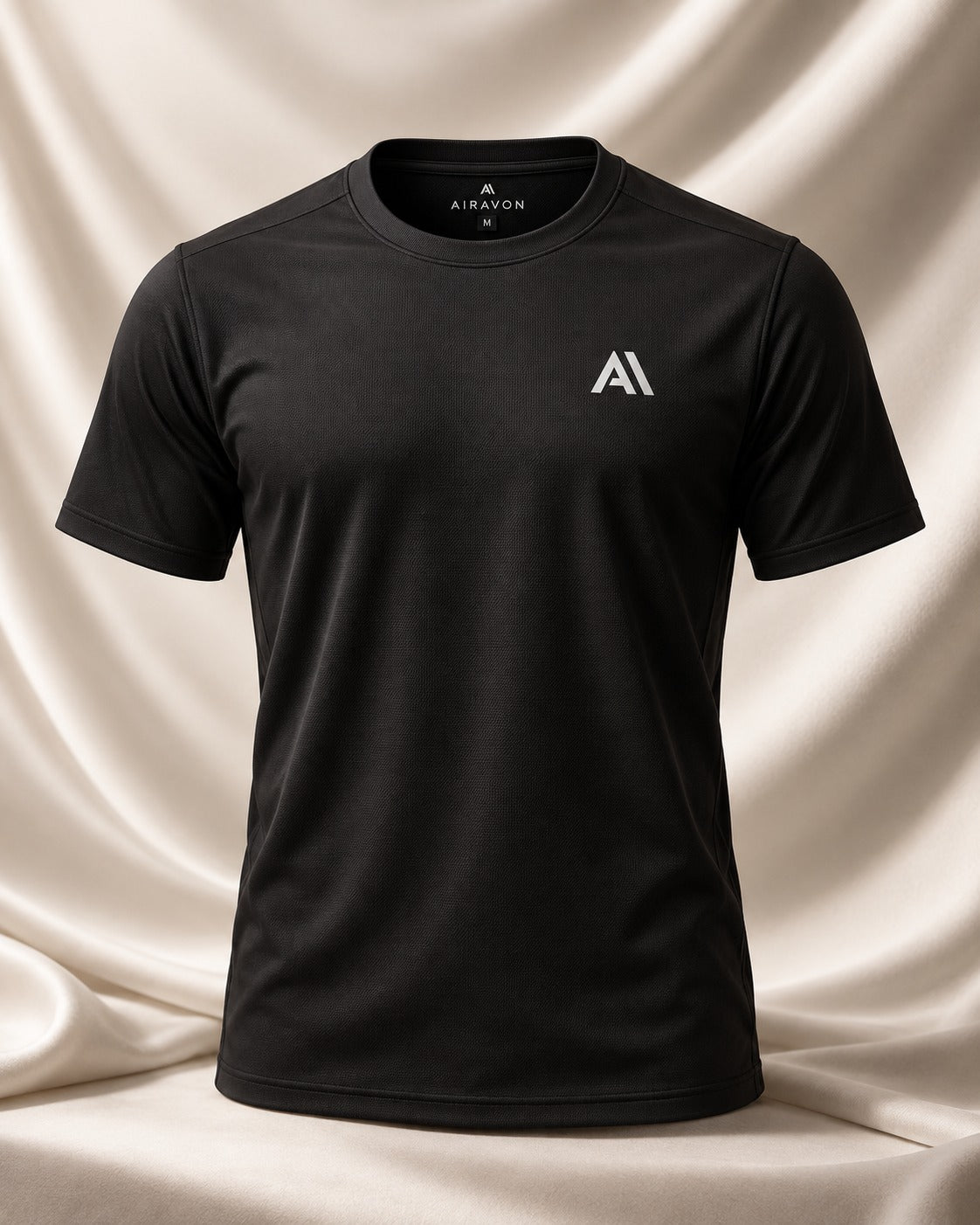 Airavon Black men's sports T-shirt, front product view