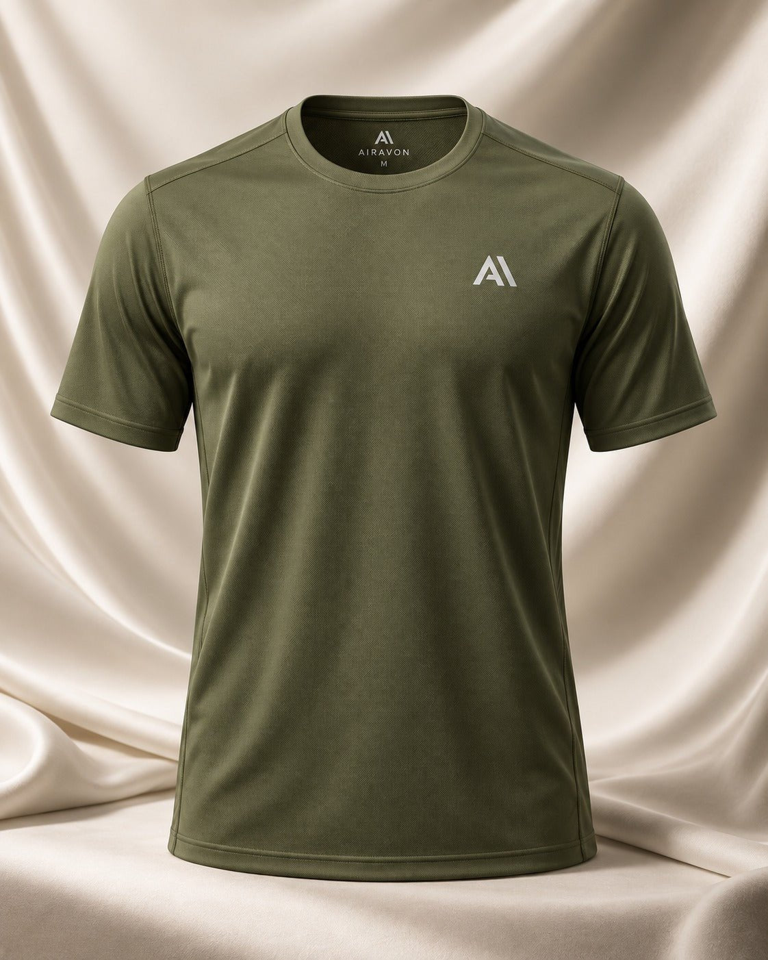 Airavon Olive green men's sports T-shirt, front product view