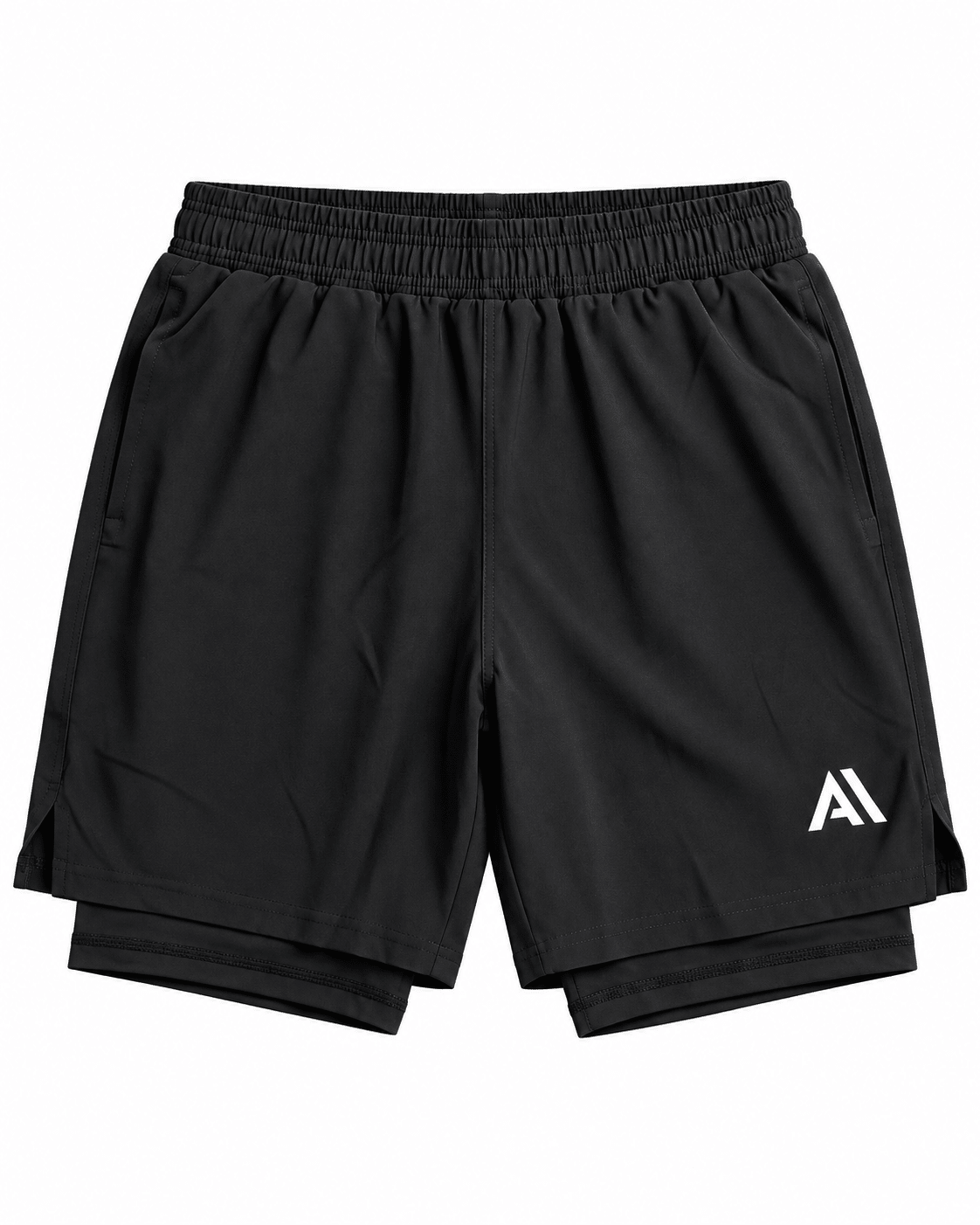 Airavon Black men's performance shorts, front view