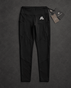 Airavon Black leggings laid flat with tags