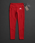 Airavon Red leggings laid flat with tags