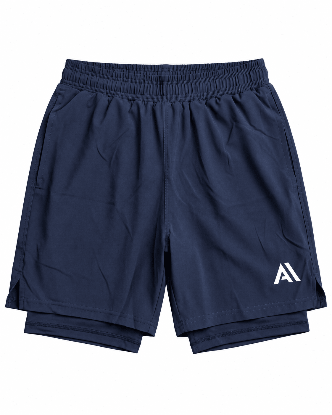 Airavon Navy men's performance shorts, front view