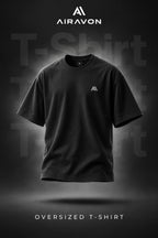 Airavon Black men's oversized T-shirt, front product view