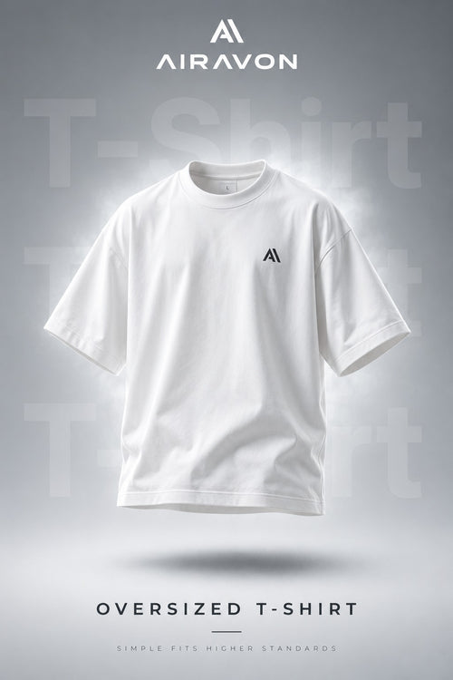 Airavon White men's oversized T-shirt, front product view