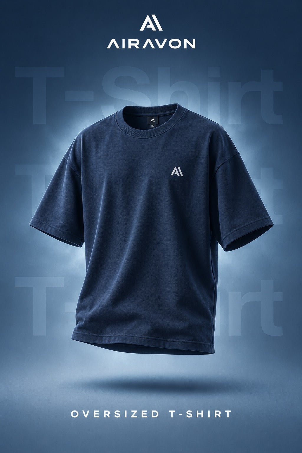 Airavon Navy men's oversized T-shirt, front product view