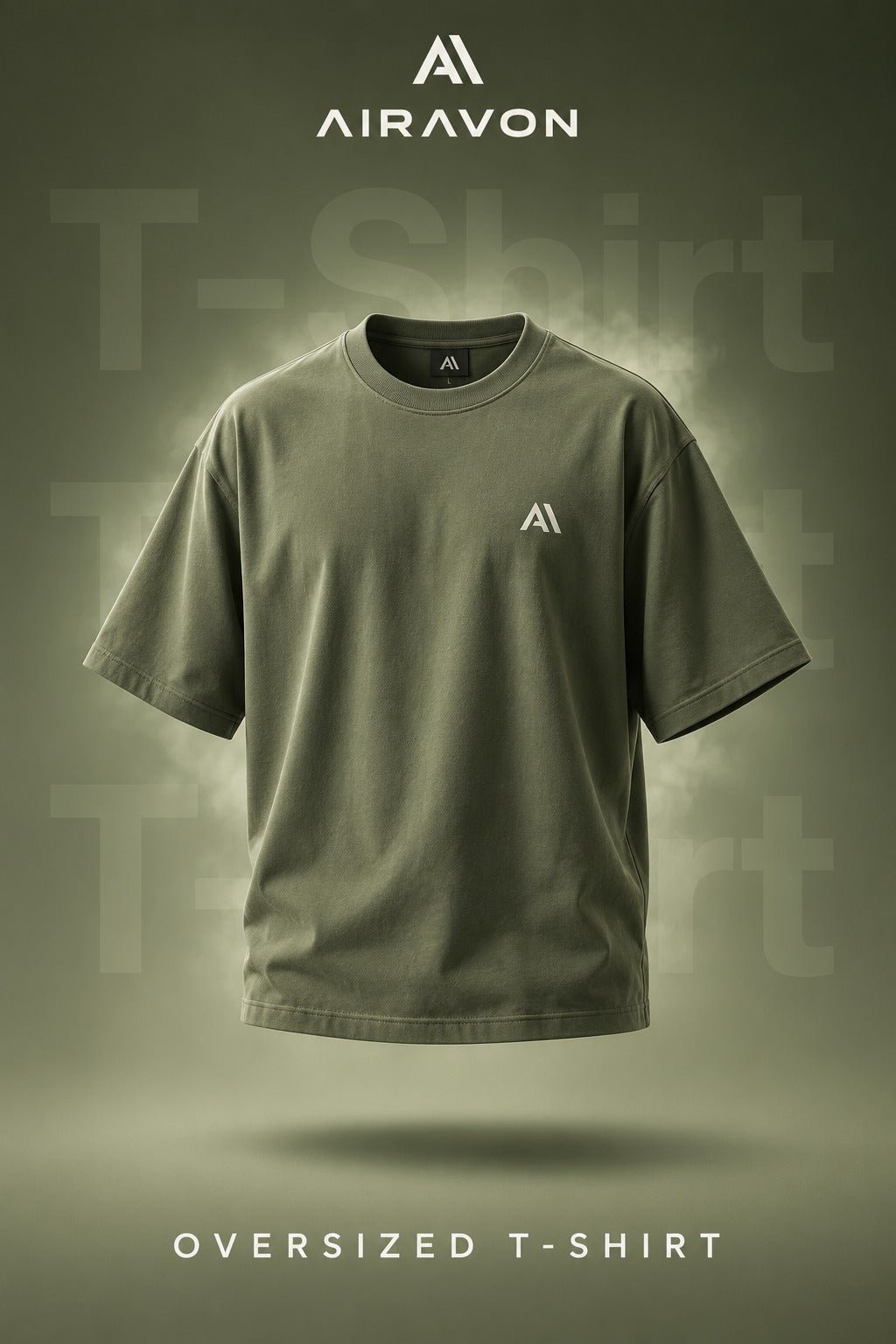 Airavon Olive green men's oversized T-shirt, front product view