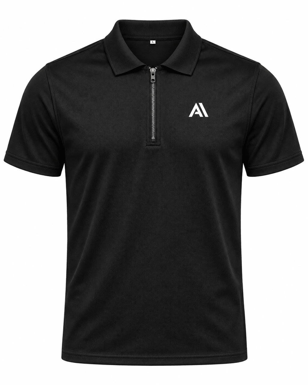 Airavon Black men's performance polo shirt, front view