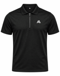Airavon Black men's performance polo shirt, front view