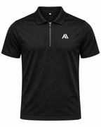Airavon Black men's performance polo shirt, front view