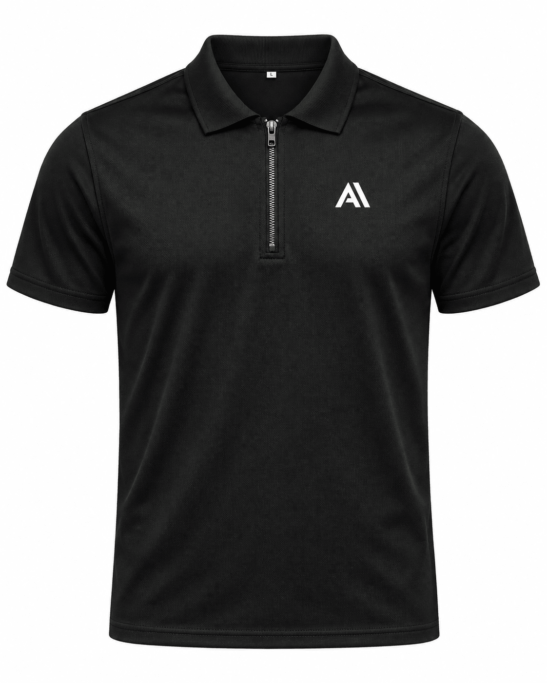 Airavon Black men's performance polo shirt, front view